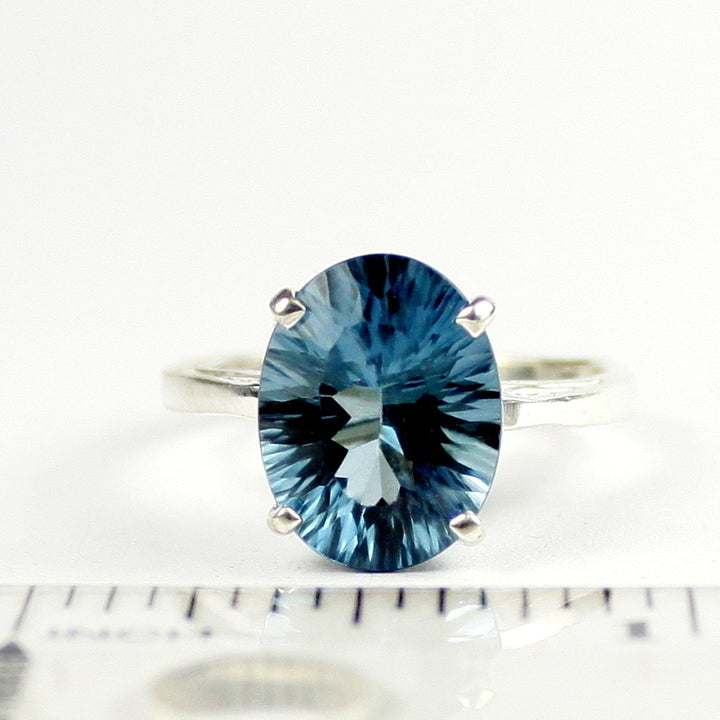 Sterling Silver Ladies Ring London Blue Topaz Quantam Cut SR055 Image 4