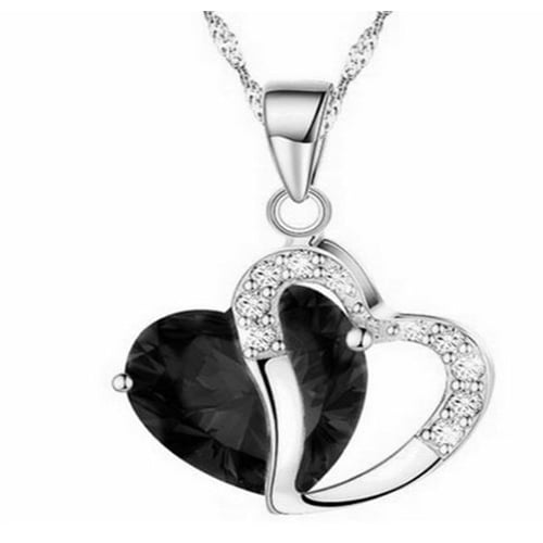 18K White Gold Filled High Polish Finsh Black Heart Set unisex Image 1