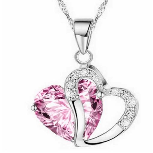 18K White Gold Filled High Polish Finsh Pink Heart Set unisex Image 1