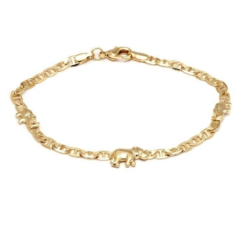 18K Gold filled Mariner link elephant Bracelet 8 Image 2