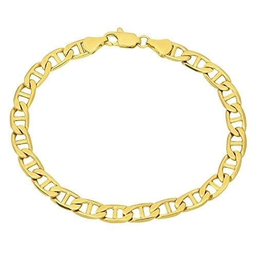 6mm 18k Gold Mariner Link Chain 8 14K Gold Filled Image 1