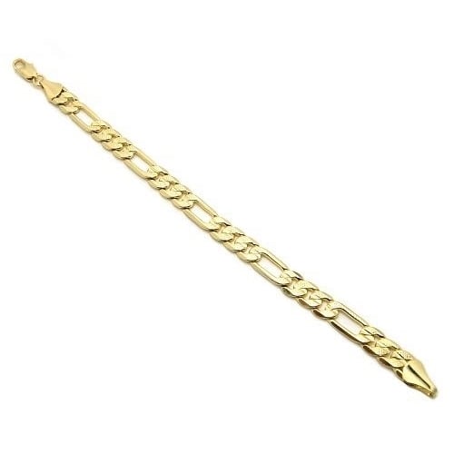 14k Gold Matt Finished Figaro Bracelet 8 14K Gold Filled Image 1