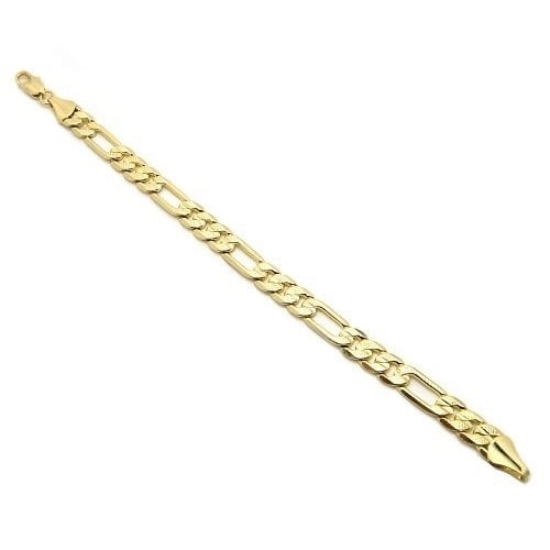 14K Gold Filled Matt Finish Figaro Bracelet 8 Gold Filled Image 1