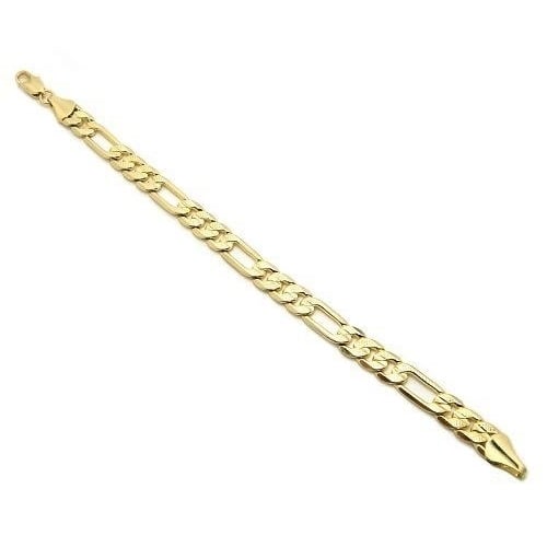 14K Gold Filled Mat Finish Figaro Bracelet 8 Unisex Image 1