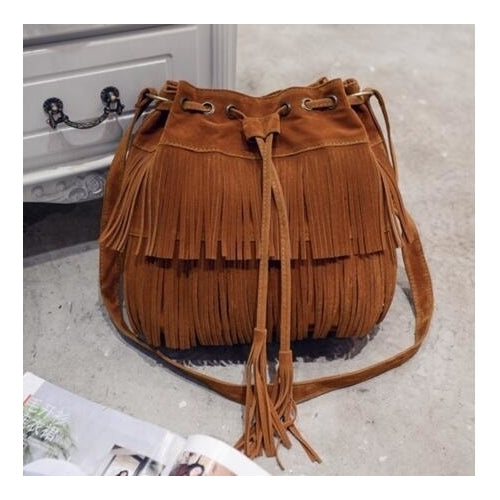 Women Suede Tassels Crossbody Shoulder Bag Image 1