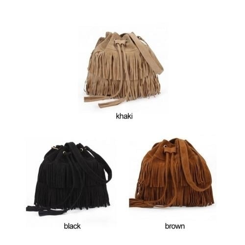 Women Suede Tassels Crossbody Shoulder Bag Image 4