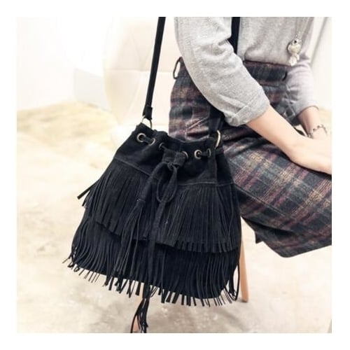 Women Suede Tassels Crossbody Shoulder Bag Image 2