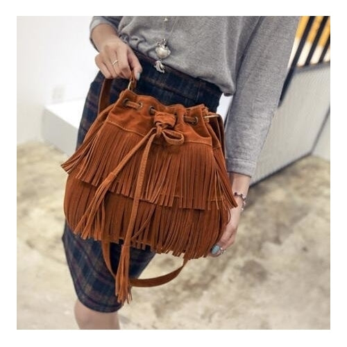 Women Suede Tassels Crossbody Shoulder Bag Image 3