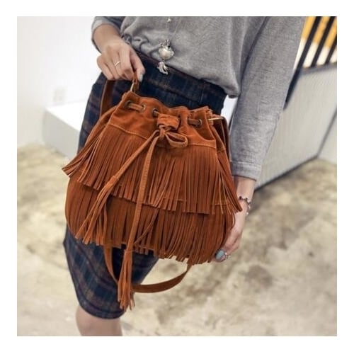 Women Suede Tassels Crossbody Shoulder Bag Image 1