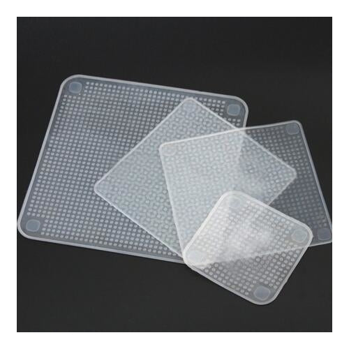 4pcs Reusable Silicone Food Saran Wrap Seal Cover Image 4