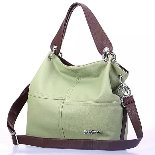 Women PU Leather Splice Grafting Vintage Hobo Shoulder Bags Image 3