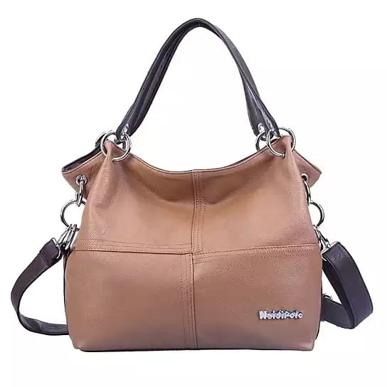 Women PU Leather Splice Grafting Vintage Hobo Shoulder Bags Image 4