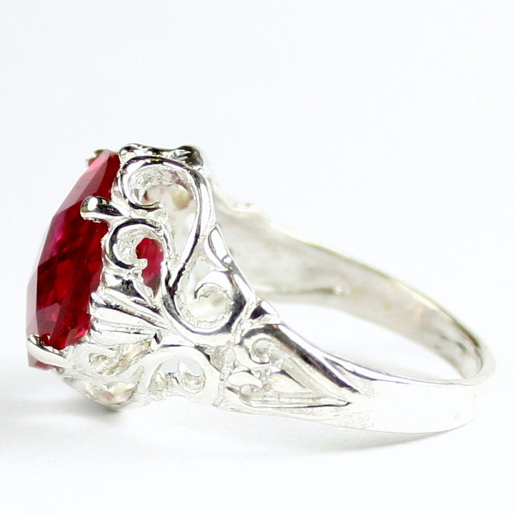 SR114 Created Ruby 925 Sterling Silver Ring, Image 3