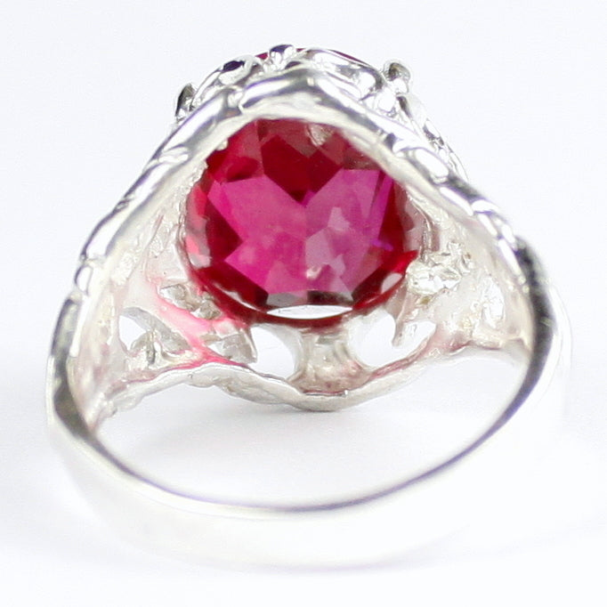 SR114 Created Ruby 925 Sterling Silver Ring, Image 4