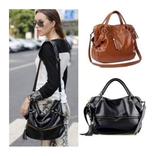 Fashion PU Leather Handbag Shoulder Messenger Hobo Bag(Color:Black) Image 1