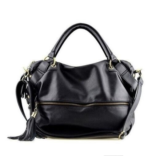 Fashion PU Leather Handbag Shoulder Messenger Hobo Bag(Color:Black) Image 3