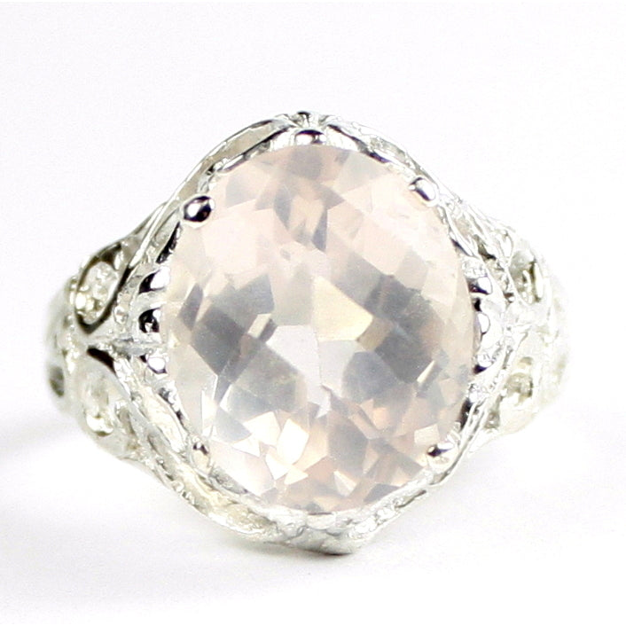 SR114 Rose Quartz 925 Sterling Silver Ring, Image 1