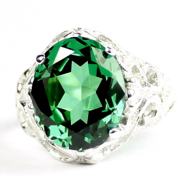 SR114 Russian Nanocrystal Emerald 925 Sterling Silver Ring, Image 1