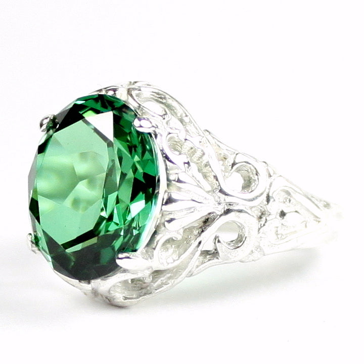 SR114 Russian Nanocrystal Emerald 925 Sterling Silver Ring, Image 2