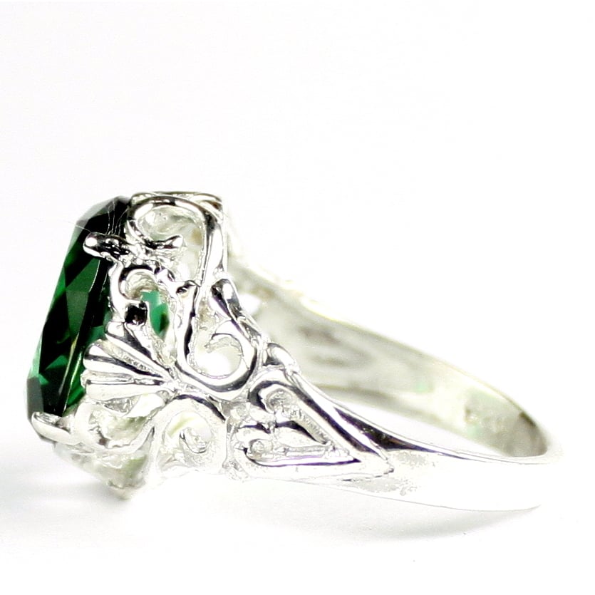 SR114 Russian Nanocrystal Emerald 925 Sterling Silver Ring, Image 3