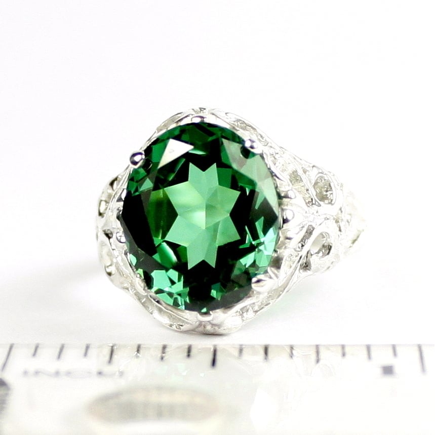 SR114 Russian Nanocrystal Emerald 925 Sterling Silver Ring, Image 4