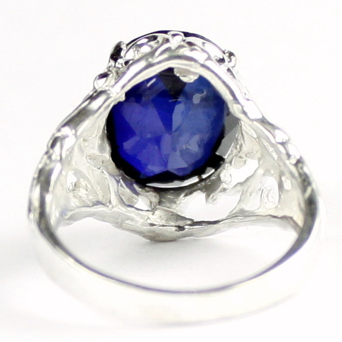 SR114 Blue Created Sapphire 925 Sterling Silver Ring, Image 4