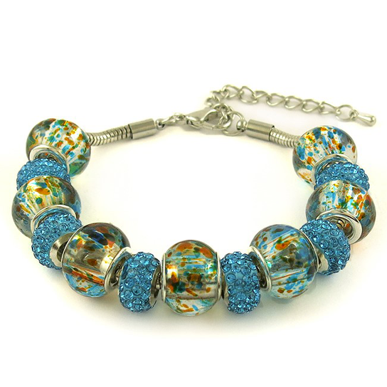 Genuine Murano Glass And Swarovski Elements Crystal Charm Bracelet in 6 Styles Image 3