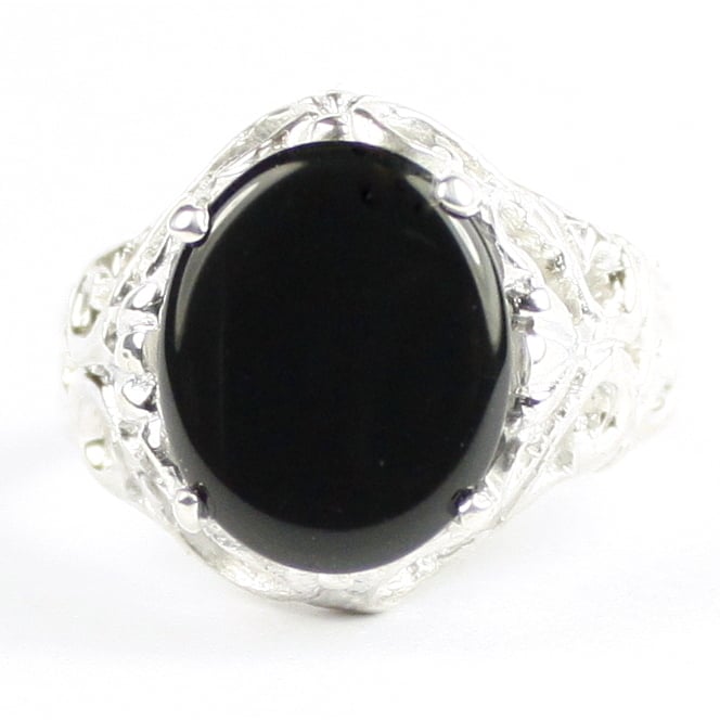 SR114 Black Onyx 925 Sterling Silver Ring, Image 1