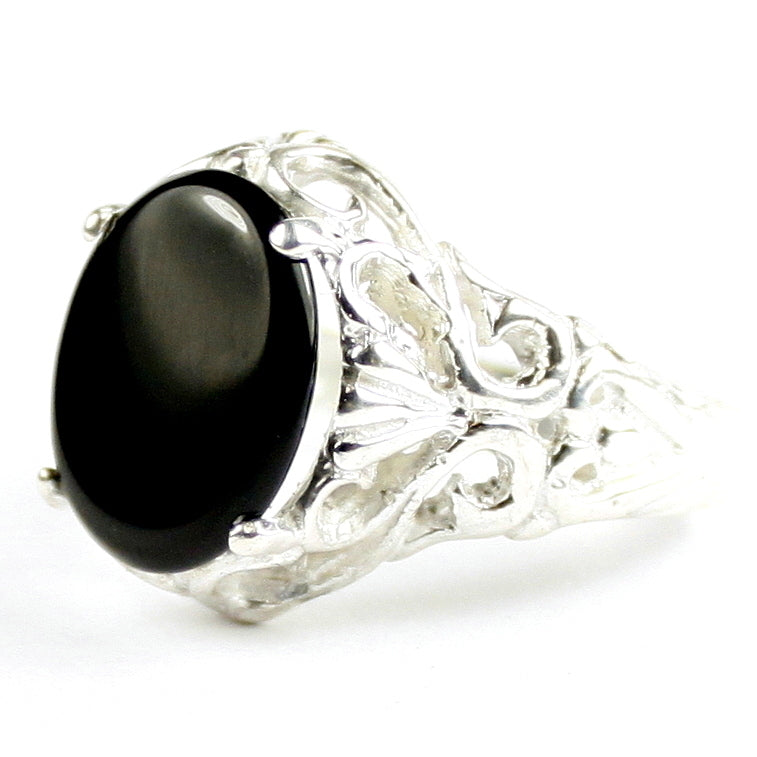 SR114 Black Onyx 925 Sterling Silver Ring, Image 2