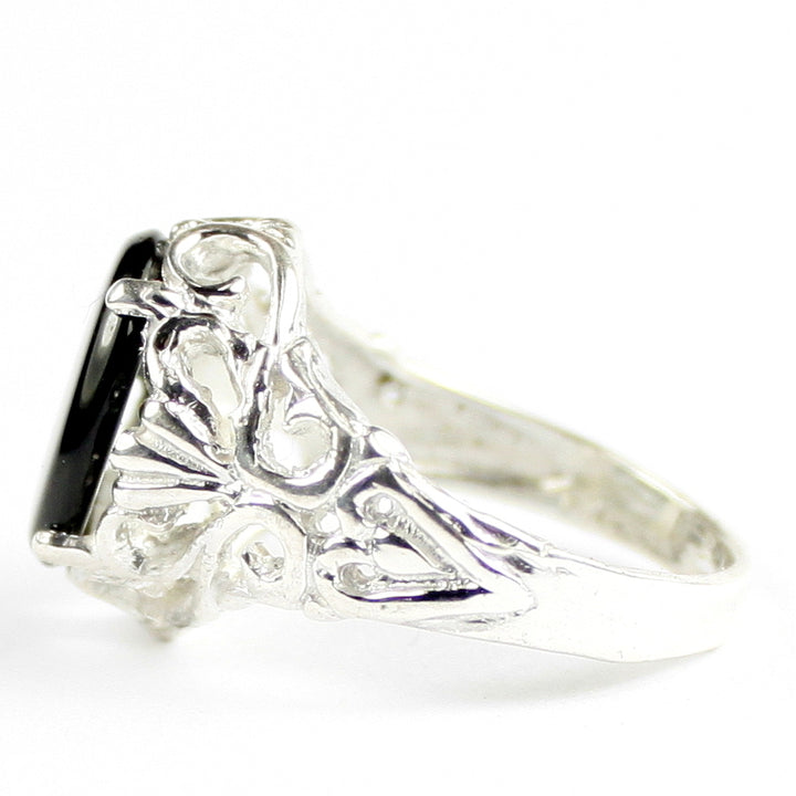 SR114 Black Onyx 925 Sterling Silver Ring, Image 3