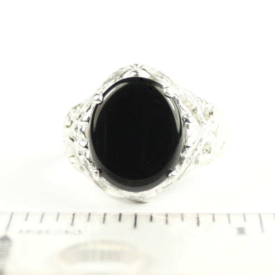 SR114 Black Onyx 925 Sterling Silver Ring, Image 4