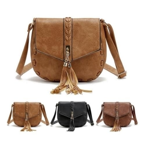 Lady Leather Tassels Tote Crossbody Bag Image 1