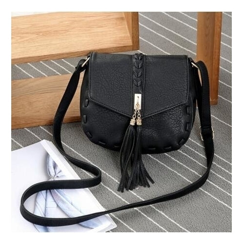 Lady Leather Tassels Tote Crossbody Bag Image 2