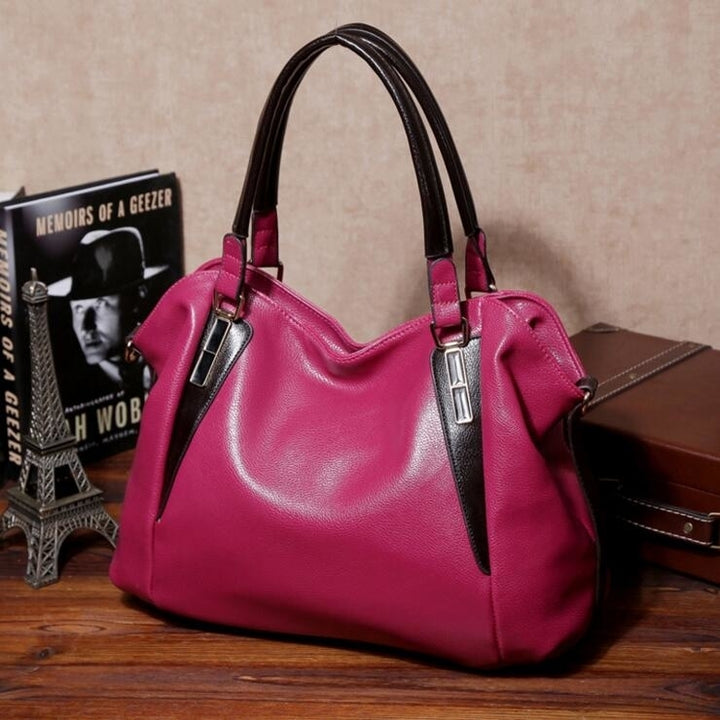 Womens Fashion Lychee Pattern Leather Handbag Image 4