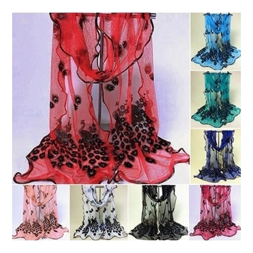Womens Fashion Lace Scarf Long Soft Wrap Shawl Image 1