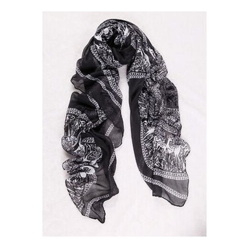 Women Long Soft Cotton Print Scarves Shawl Image 4