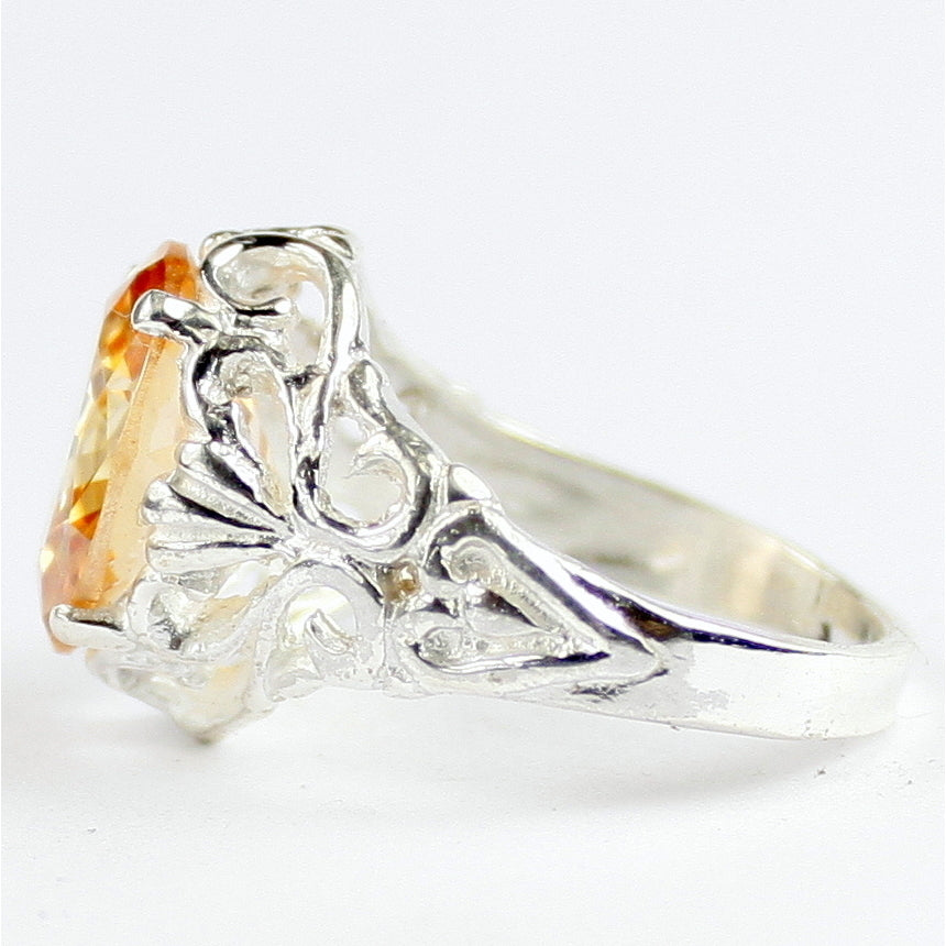 SR114 Champagne CZ 925 Sterling Silver Ring, Image 3