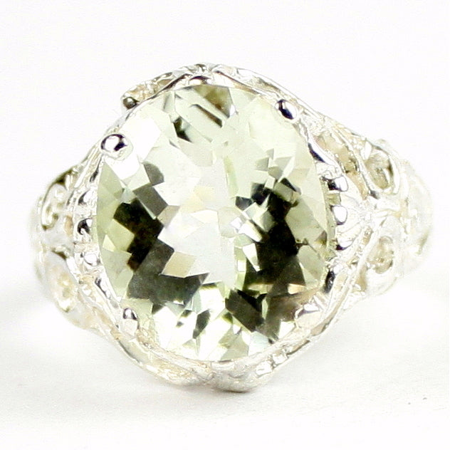 SR114 Green Amethyst 925 Sterling Silver Ring, Image 1