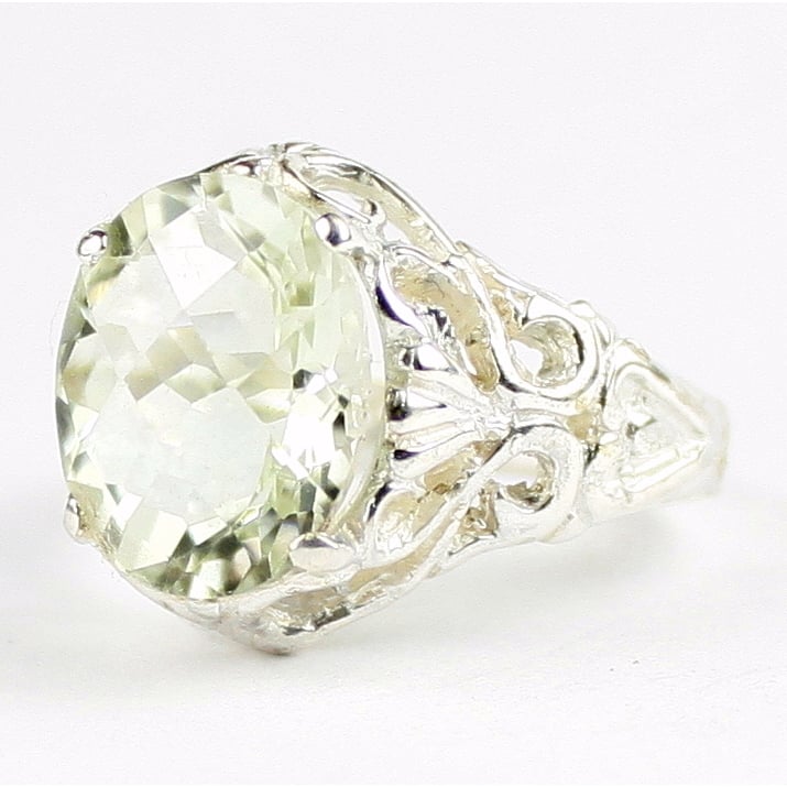 SR114 Green Amethyst 925 Sterling Silver Ring, Image 2