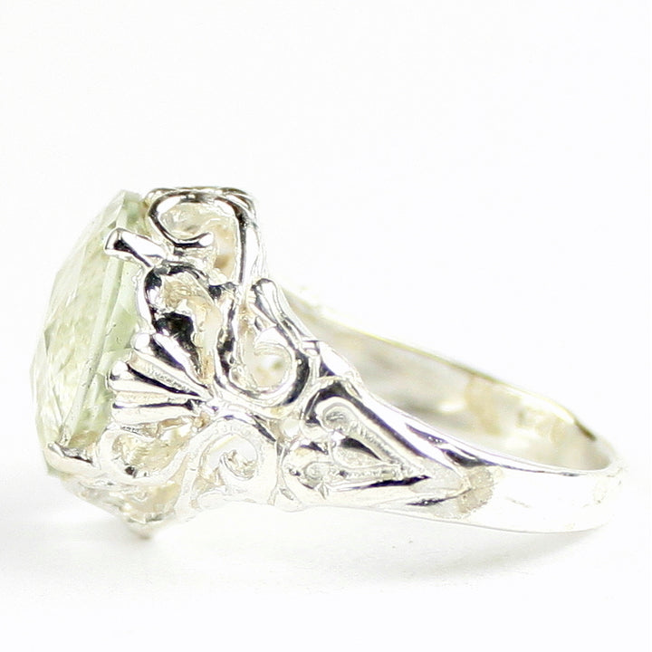 SR114 Green Amethyst 925 Sterling Silver Ring, Image 3