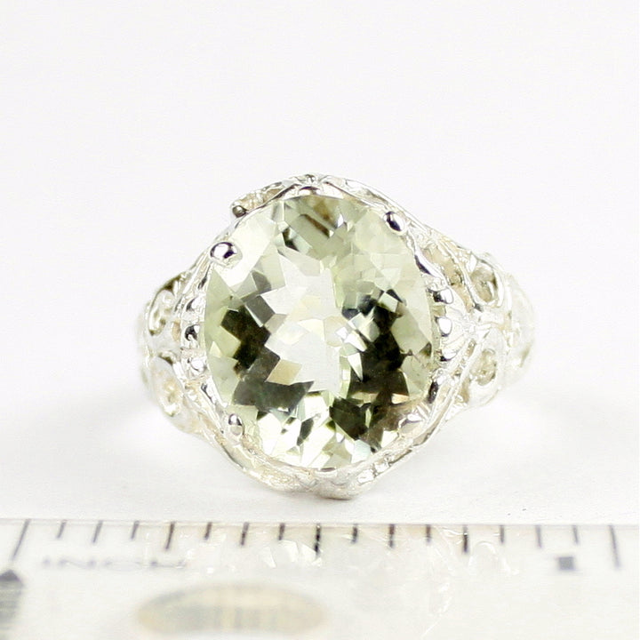 SR114 Green Amethyst 925 Sterling Silver Ring, Image 4