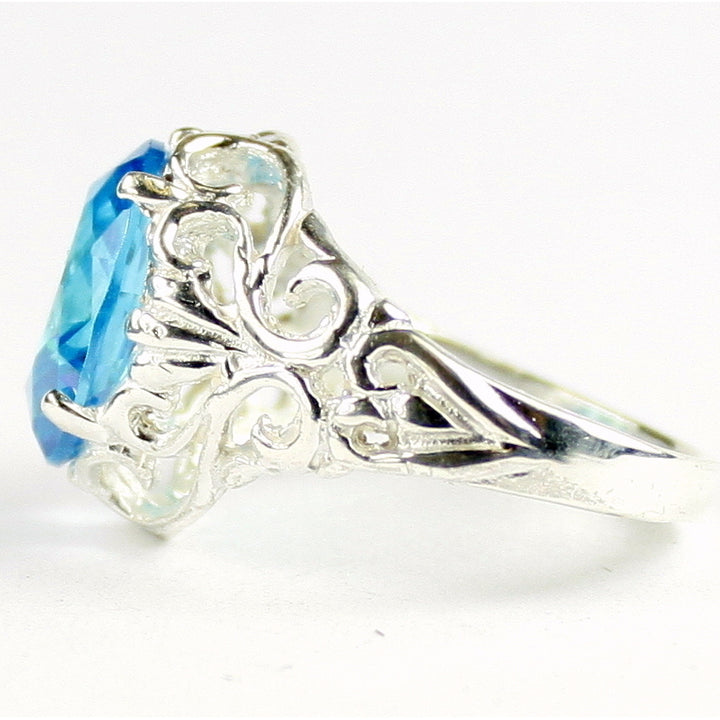 SR114 Swiss Blue CZ 925 Sterling Silver Ring, Image 3