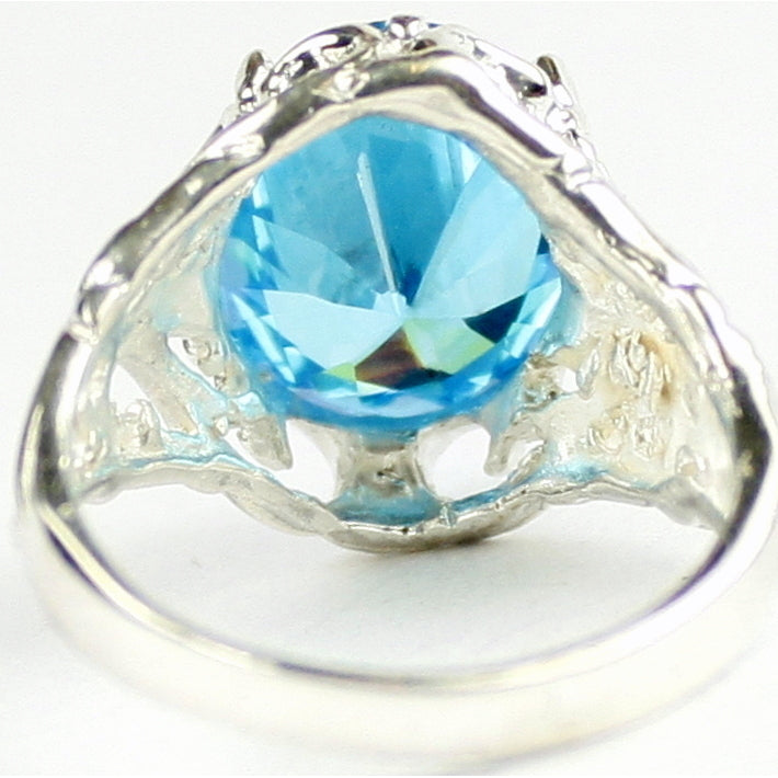 SR114 Swiss Blue CZ 925 Sterling Silver Ring, Image 4