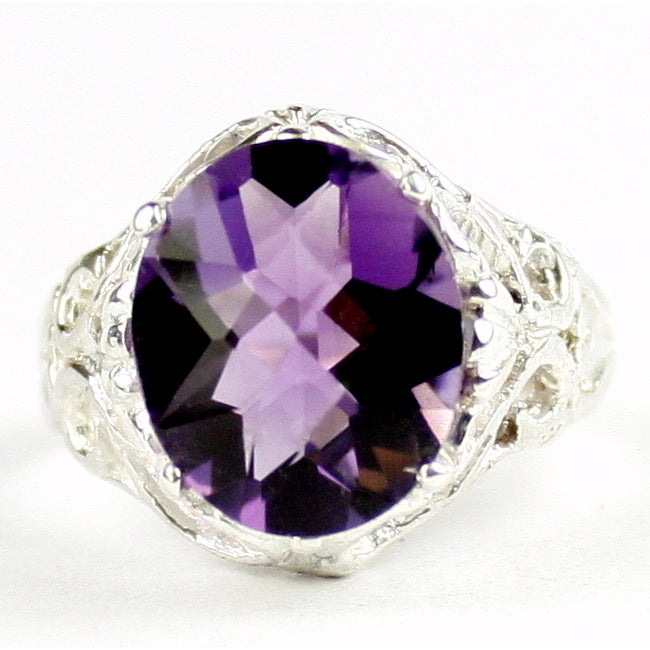 SR114 Amethyst 925 Sterling Silver Ring, Image 1