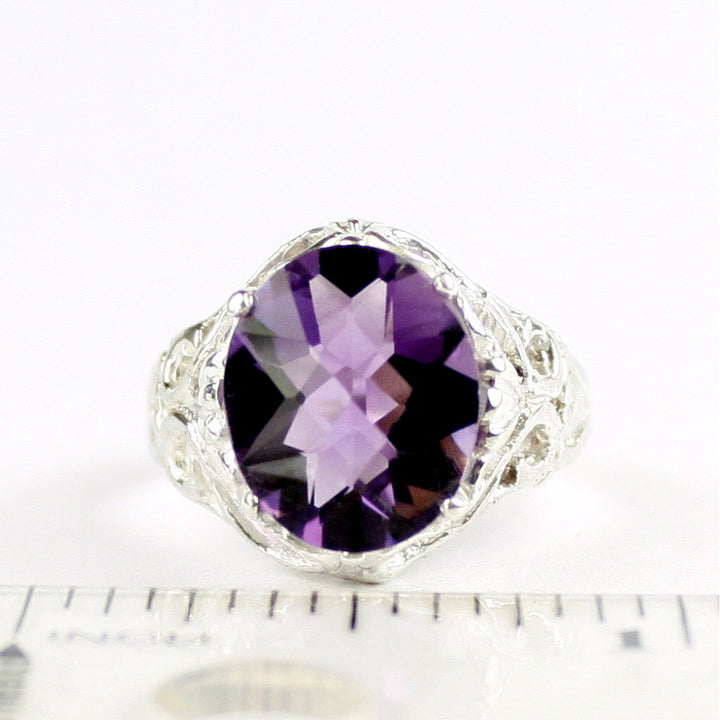 SR114 Amethyst 925 Sterling Silver Ring, Image 4