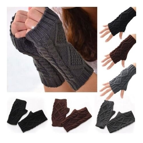 Unisex Arm Warmer Fingerless Knitted Long Gloves2PCS Image 1