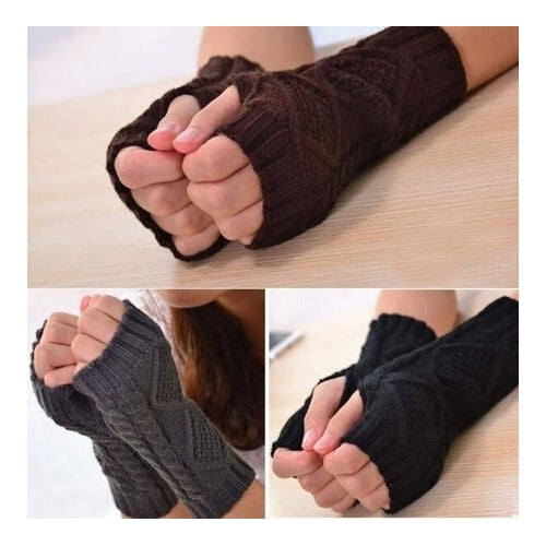 Unisex Arm Warmer Fingerless Knitted Long Gloves2PCS Image 2