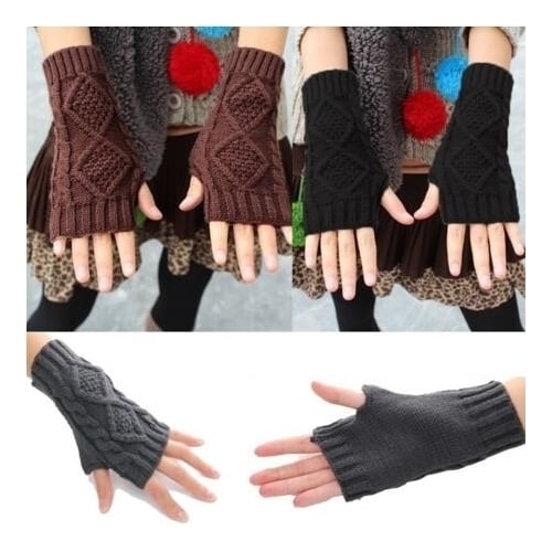 Unisex Arm Warmer Fingerless Knitted Long Gloves2PCS Image 3