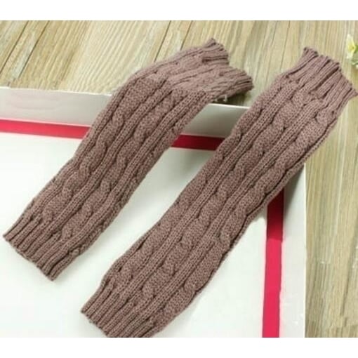 Long Knitted Braided Arm Warmer Gloves Image 6