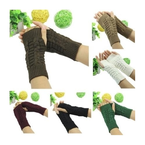 Unisex Arm Warmer Elbow Long Fingerless Knit Gloves(2PCS) Image 1